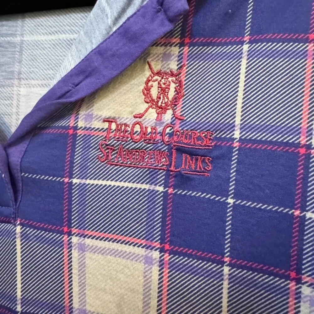 ST. ANDREWS LINKS TARTAN COLLECTION | Purple Tartan Golf Polo Size Medium - Picture 4 of 11